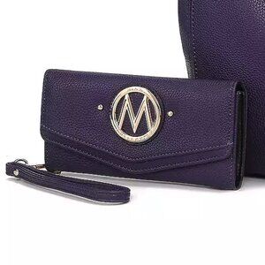 Mia K Farrow Purple Leather Wallet NWT